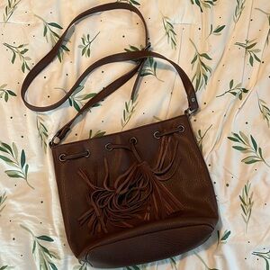 Brown Faux Leather Hobo Bag - American Eagle